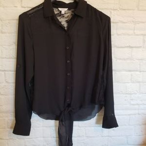 Candie’s Black Tie Blouse
